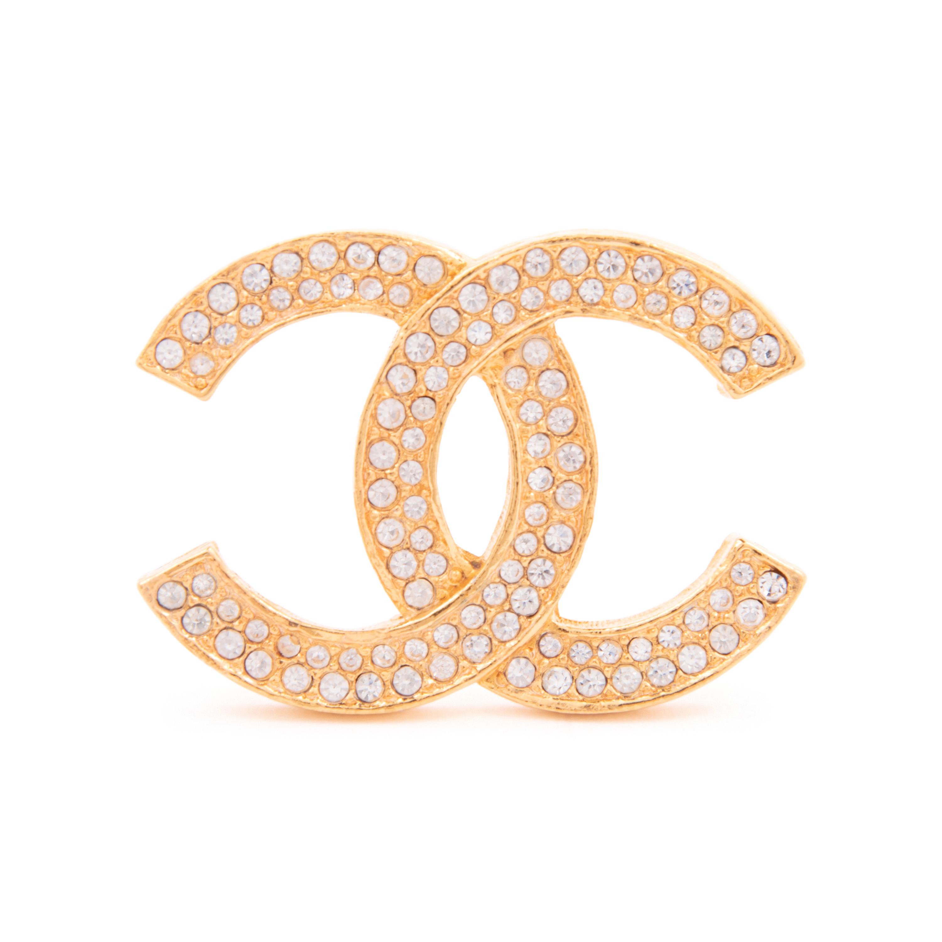 Chanel Double Row Crystal CC Brooch