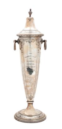 An American Silver Lidded Trophy Height 38 inches.