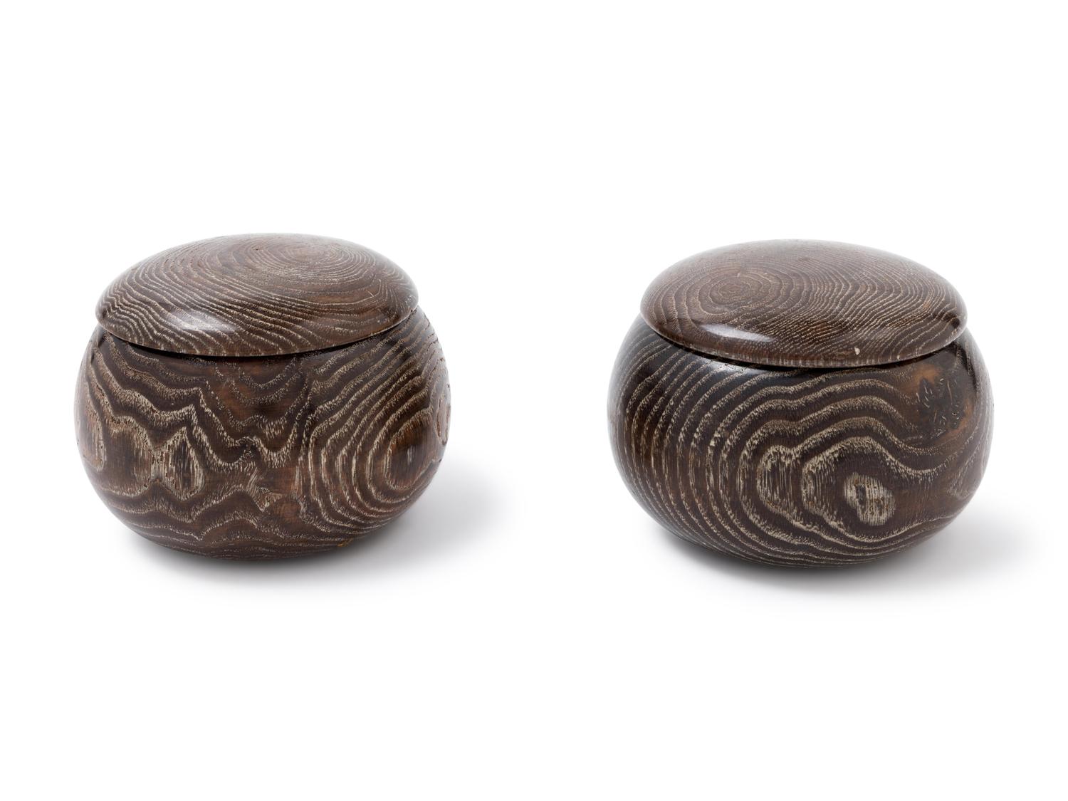 A Pair of Chinese Hardwood Covered Boxes