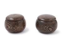 A Pair of Chinese Hardwood Covered Boxes