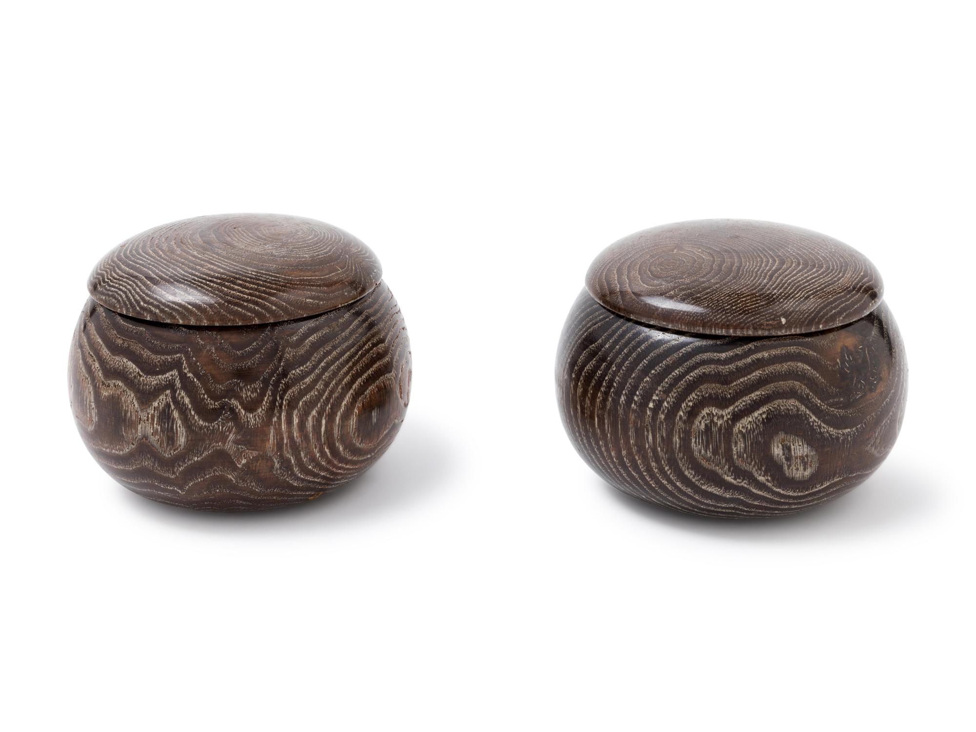 A Pair of Chinese Hardwood Covered Boxes