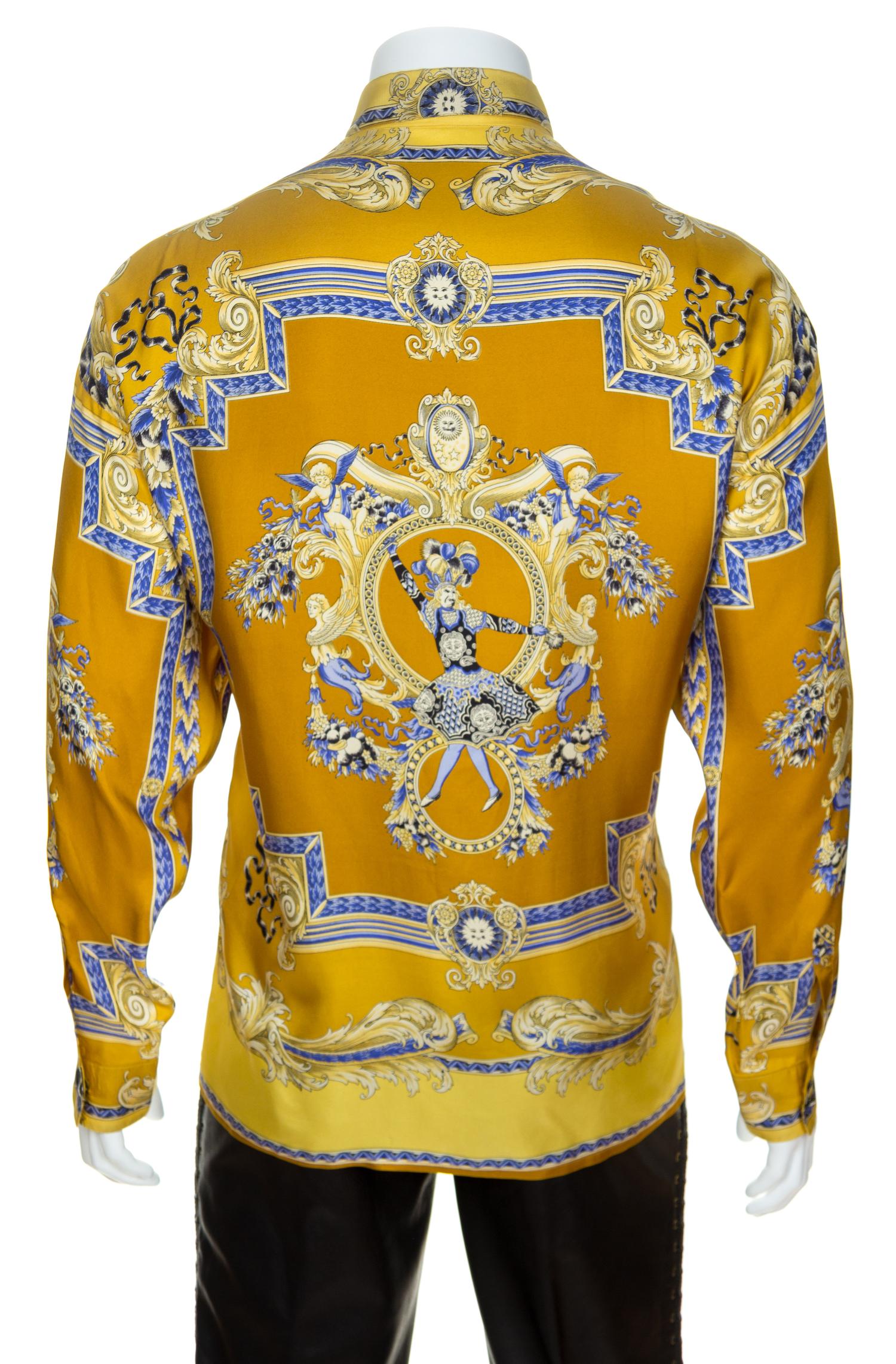 A Gianni Versace Silk Print Shirt, Size 54.