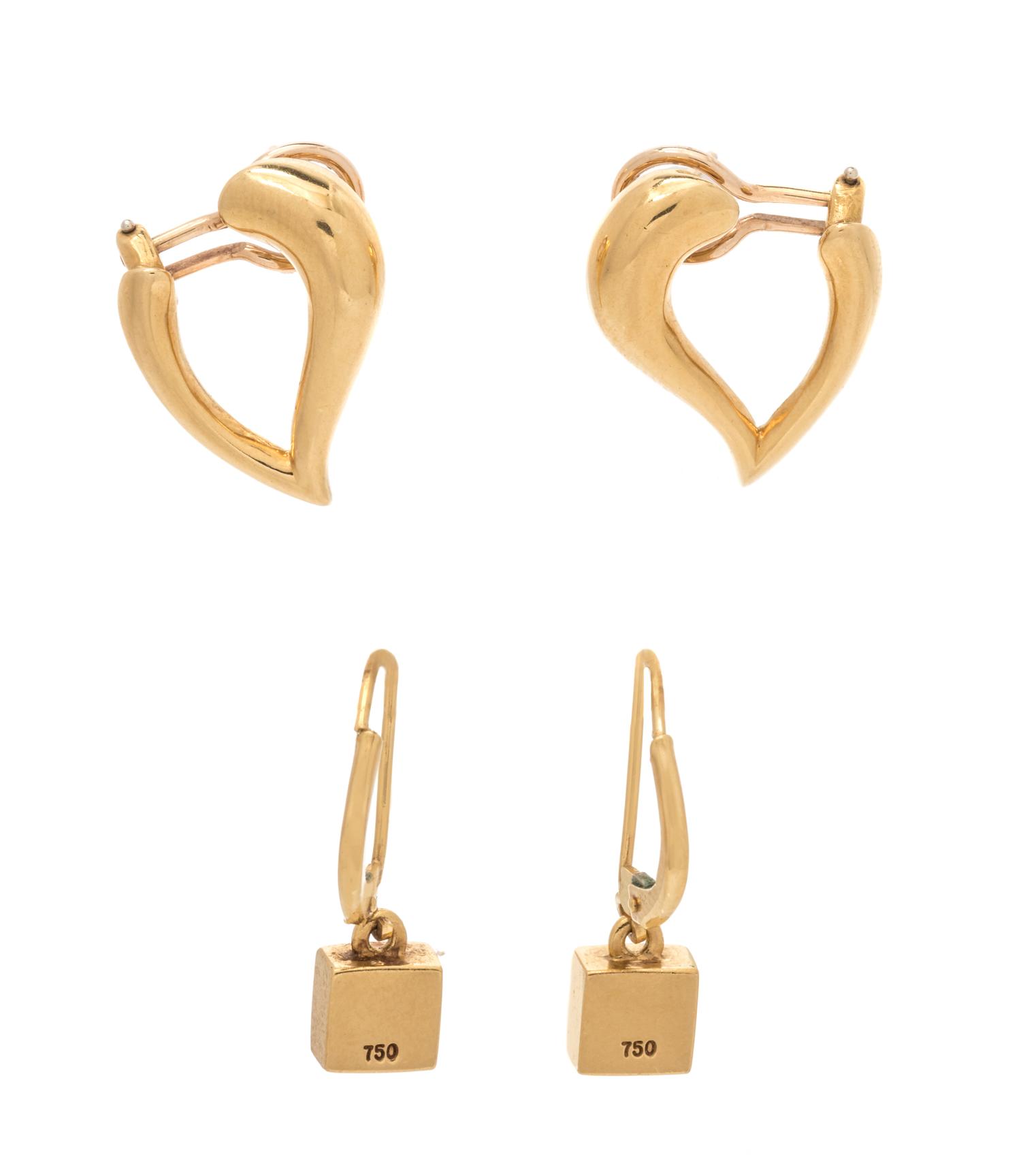 A Collection of Yellow Gold Earrings,