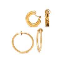 Two Pairs of Yellow Gold Hoop Earrings