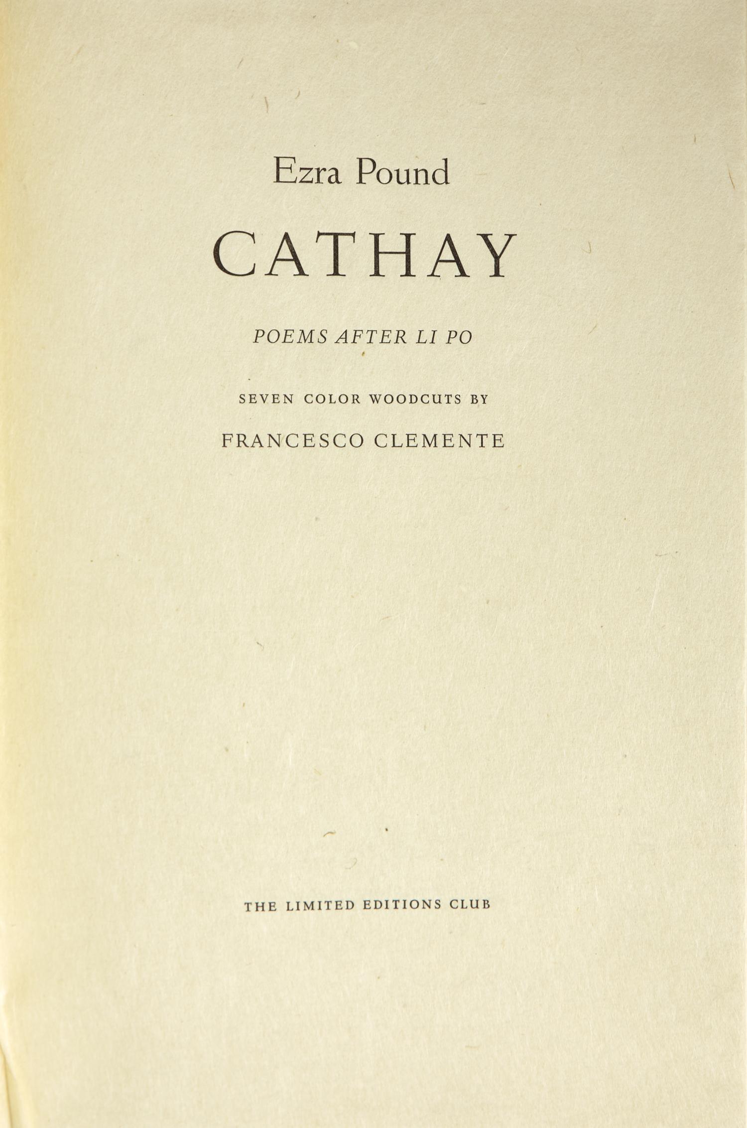 [LIMITED EDITIONS CLUB]. POUND, Ezra (1885-1972). Cathay Poems After Li Po. [New York:] The Limited Editions Club, [1992].