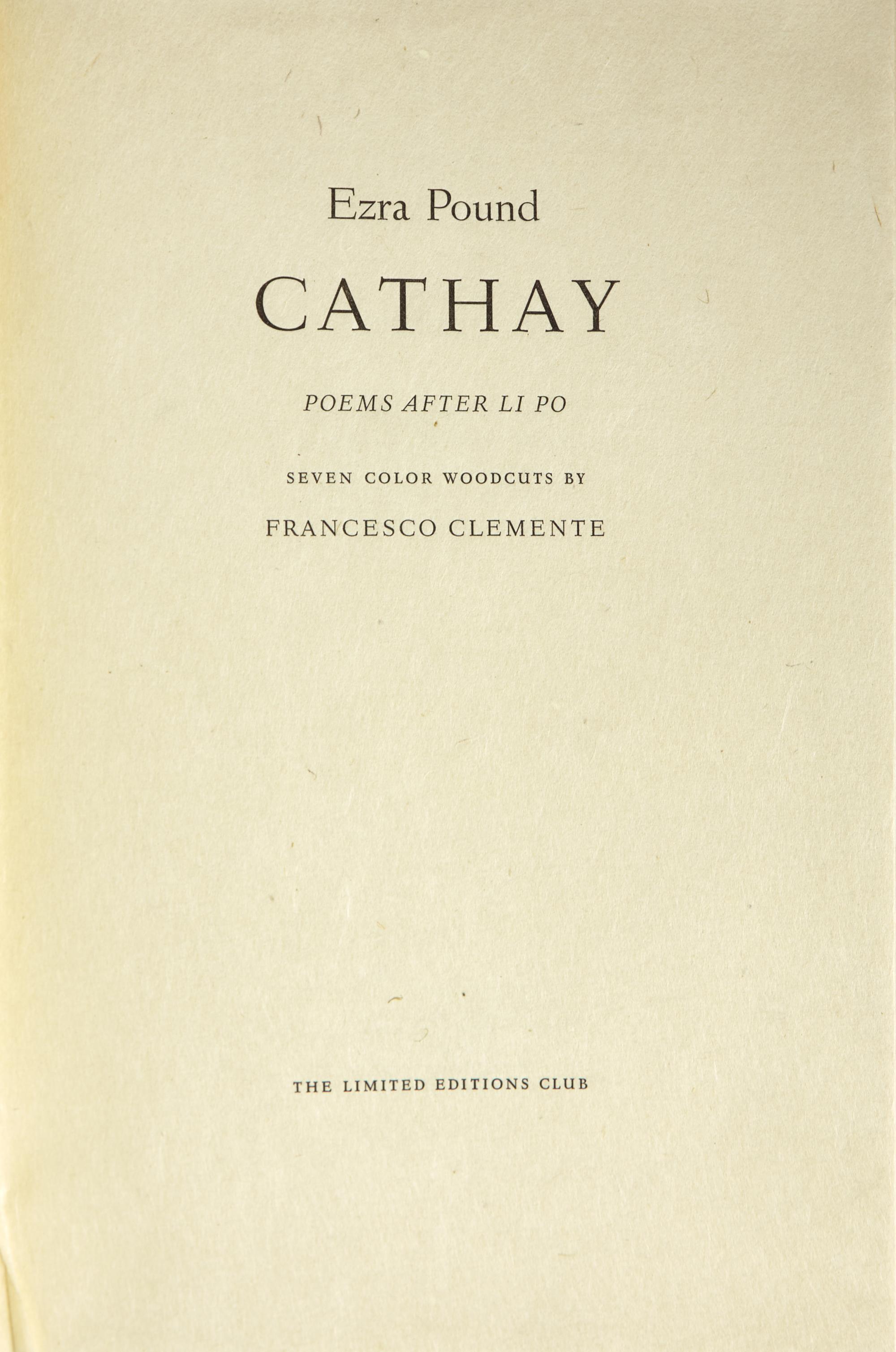 [LIMITED EDITIONS CLUB]. POUND, Ezra (1885-1972). Cathay Poems After Li Po. [New York:] The Limited Editions Club, [1992].