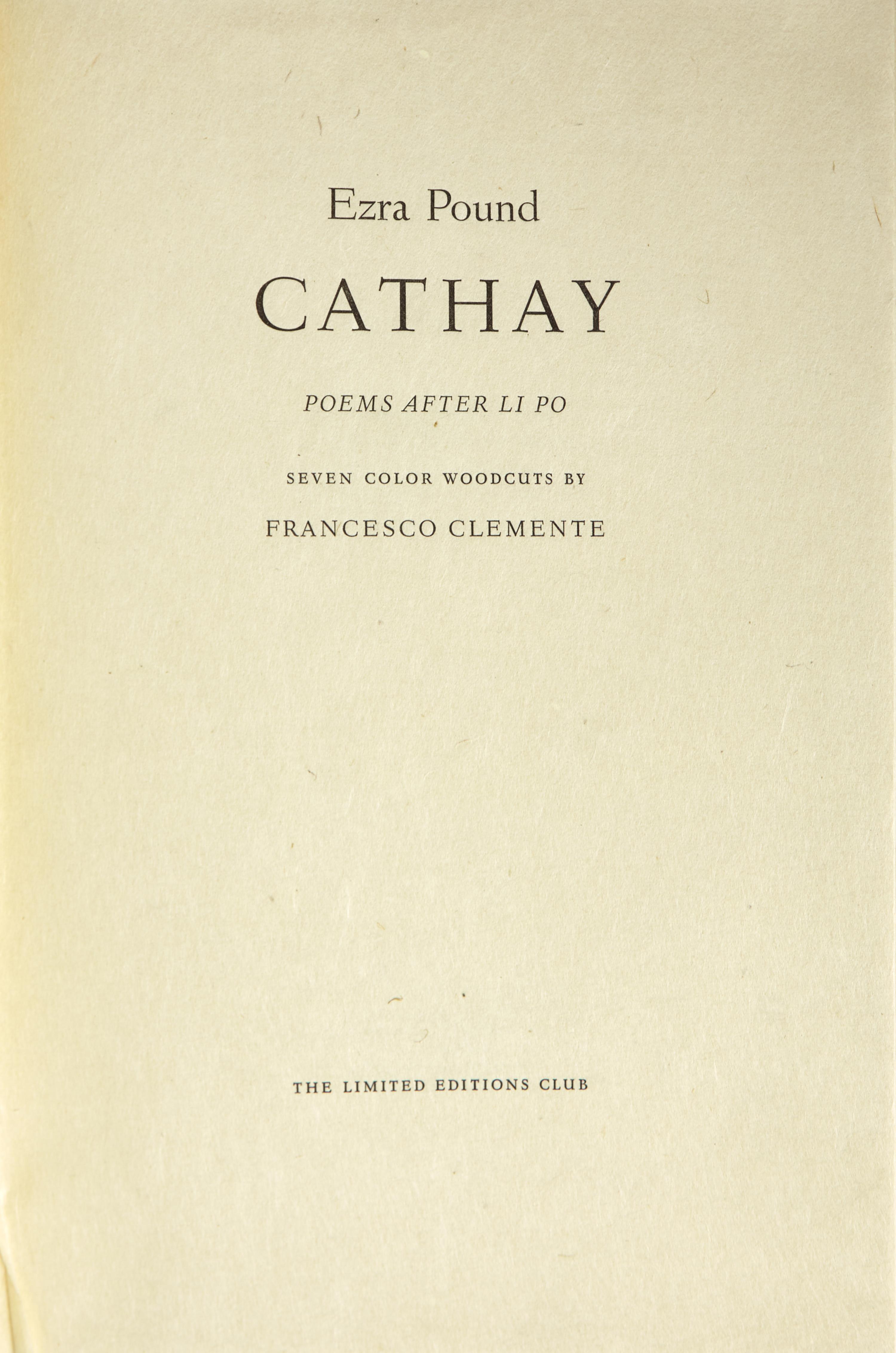 [LIMITED EDITIONS CLUB]. POUND, Ezra (1885-1972). Cathay Poems After Li Po. [New York:] The Limited Editions Club, [1992].