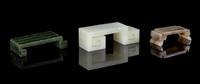 Three Small Jade Ink Rests Length of largest 4 inches.