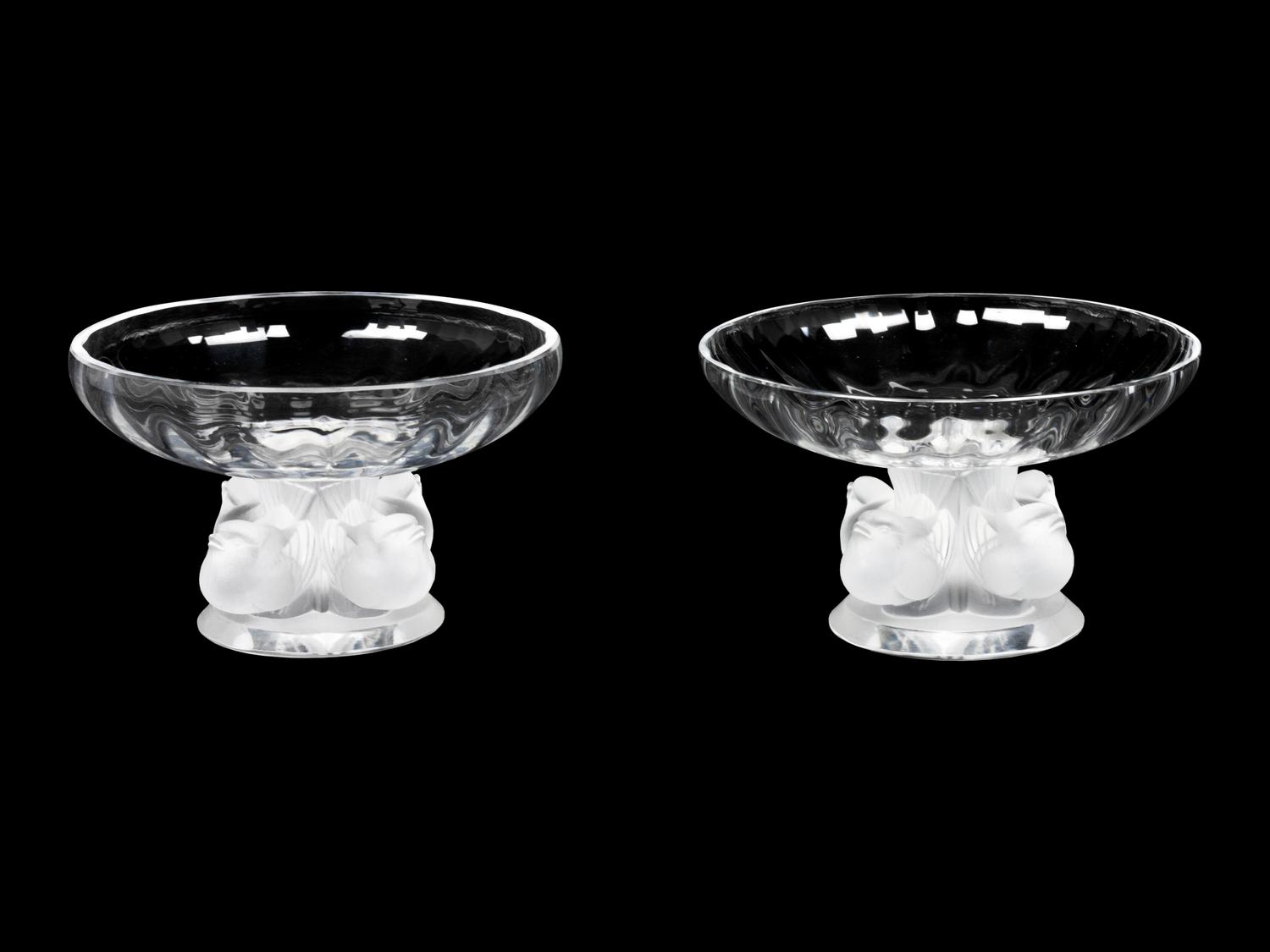 Two Lalique Molded and Frosted Compotes