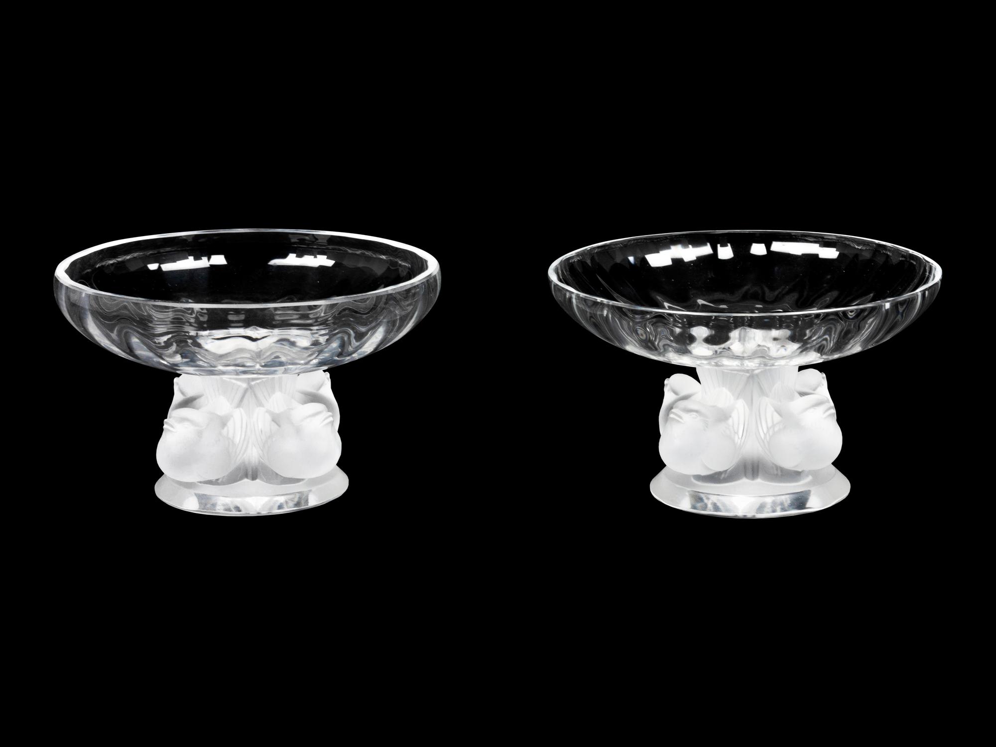 Two Lalique Molded and Frosted Compotes
