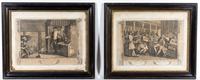HOGARTH, WILLIAM. A group of 11 engravings by Hogarth, uniformly framed.