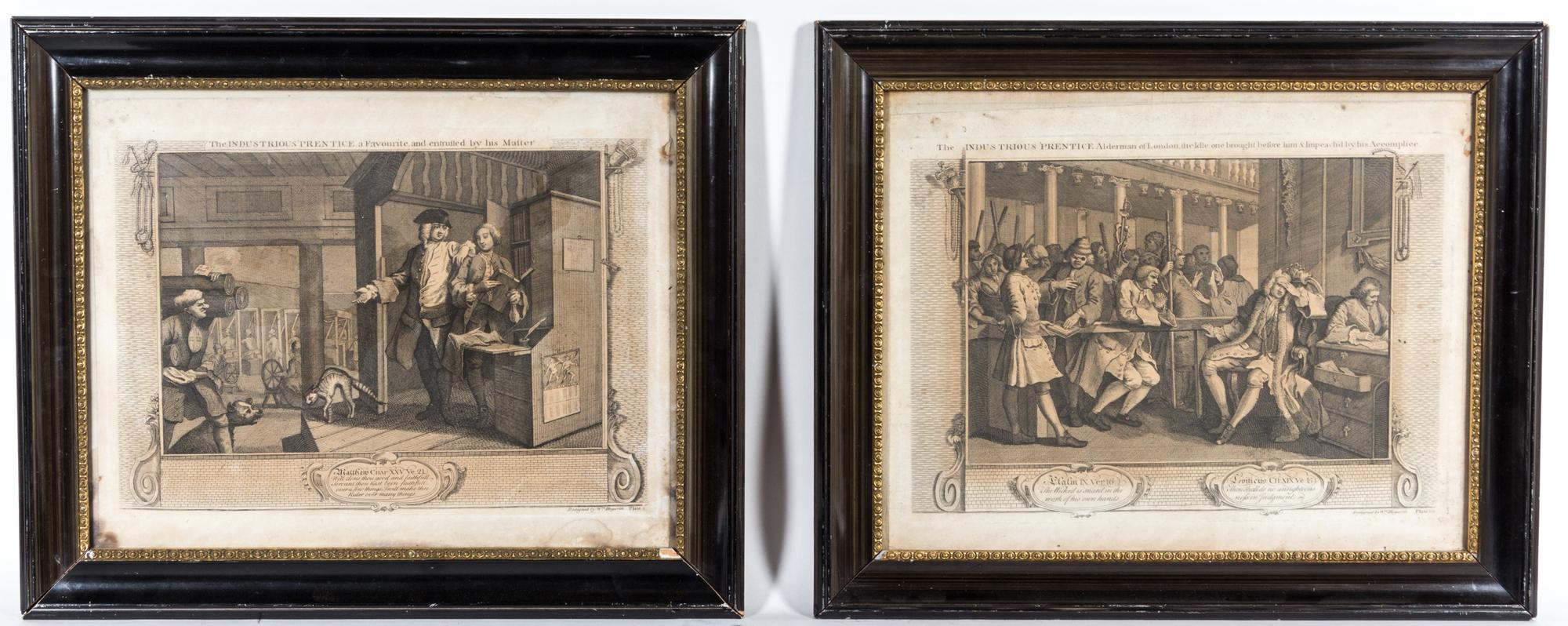 HOGARTH, WILLIAM. A group of 11 engravings by Hogarth, uniformly framed.