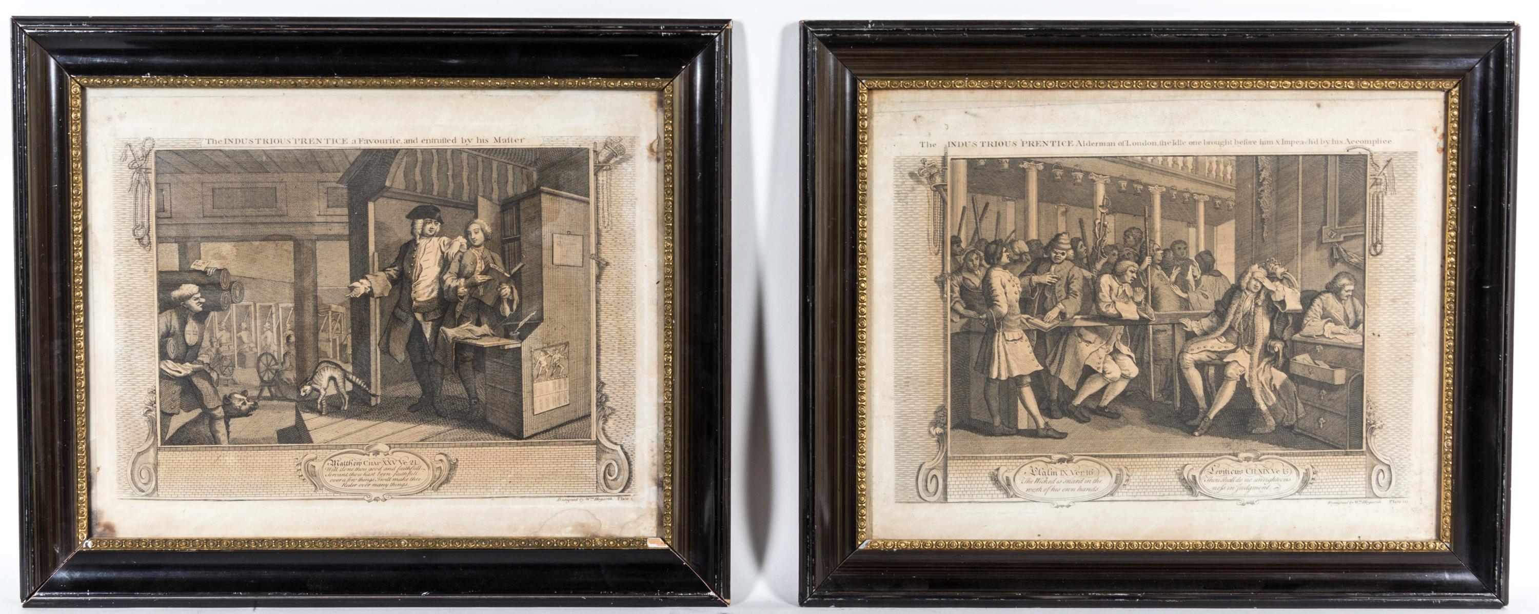 HOGARTH, WILLIAM. A group of 11 engravings by Hogarth, uniformly framed.