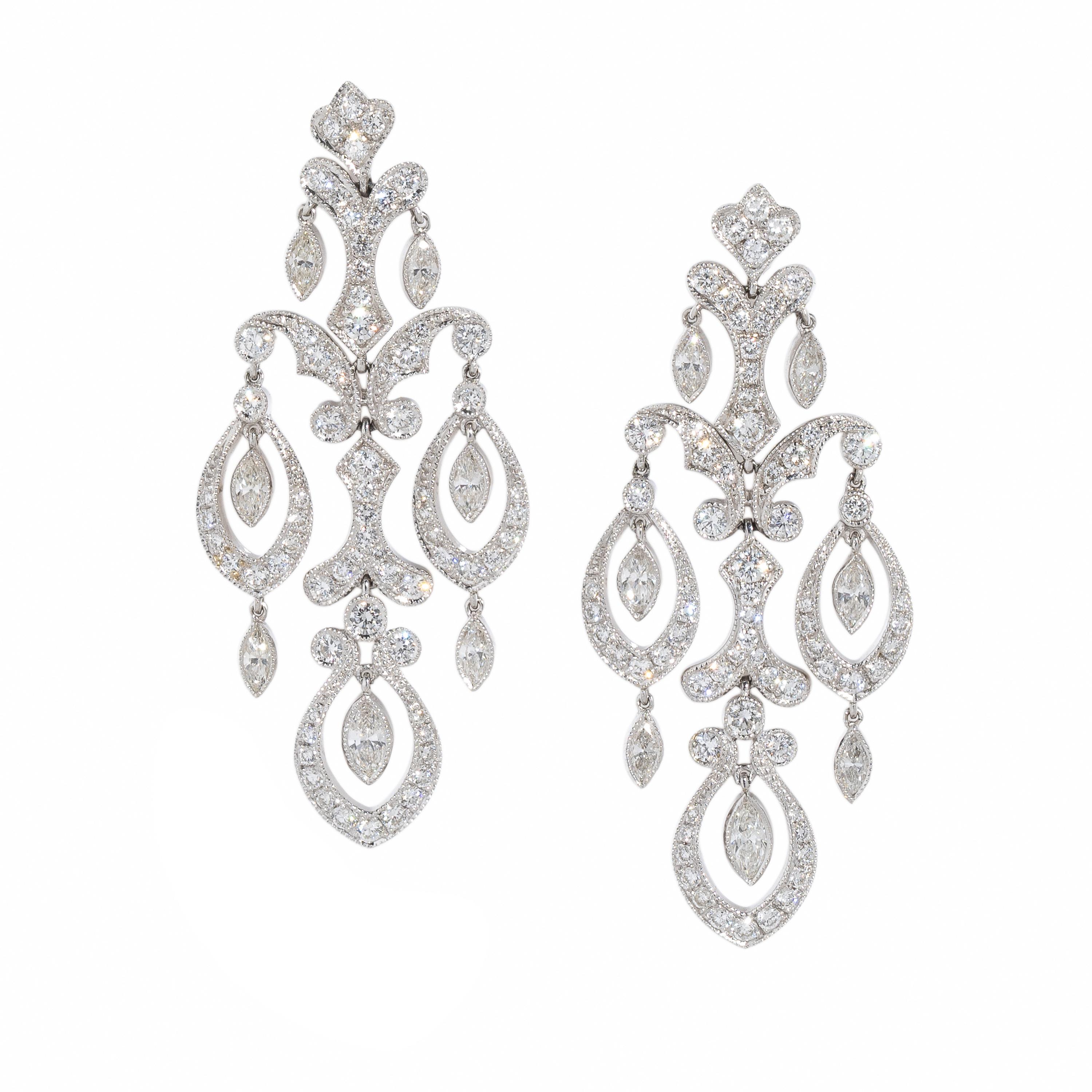 Diamond and White Gold Pendant Earrings