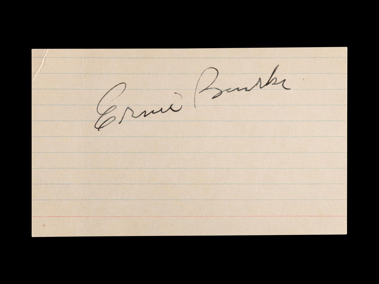 A Vintage Ernie Banks Signed Index Card (BAS Beckett Authentication Services Certified),