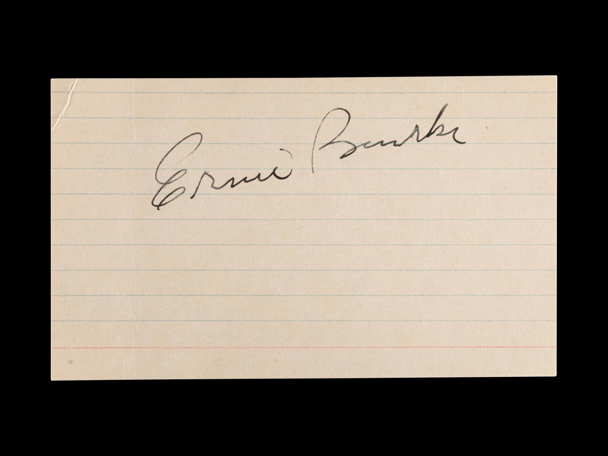 A Vintage Ernie Banks Signed Index Card (BAS Beckett Authentication Services Certified),