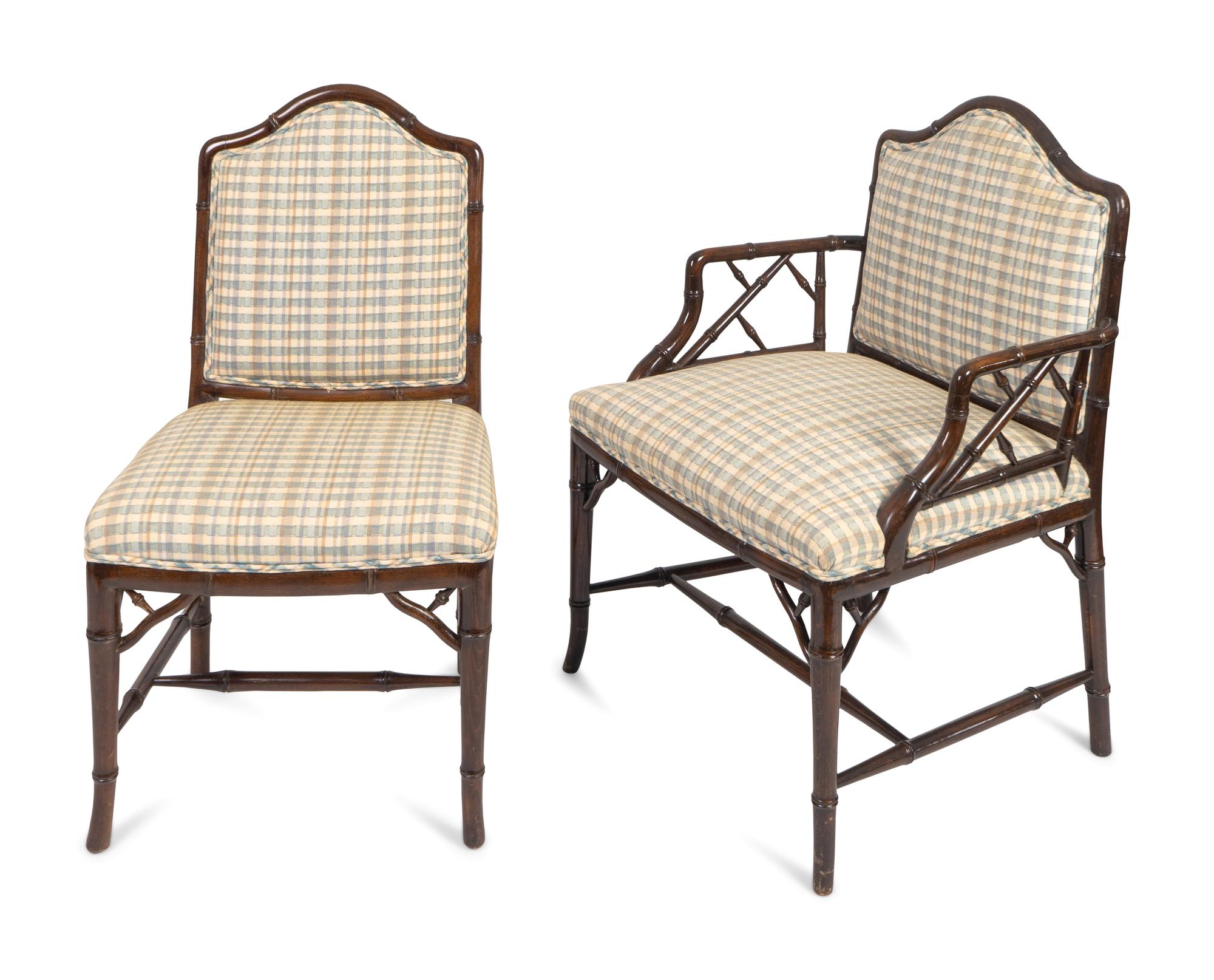 A Set of Ten Brighton Pavilion Style Faux Bamboo Dining Chairs — 20TH CENTURY