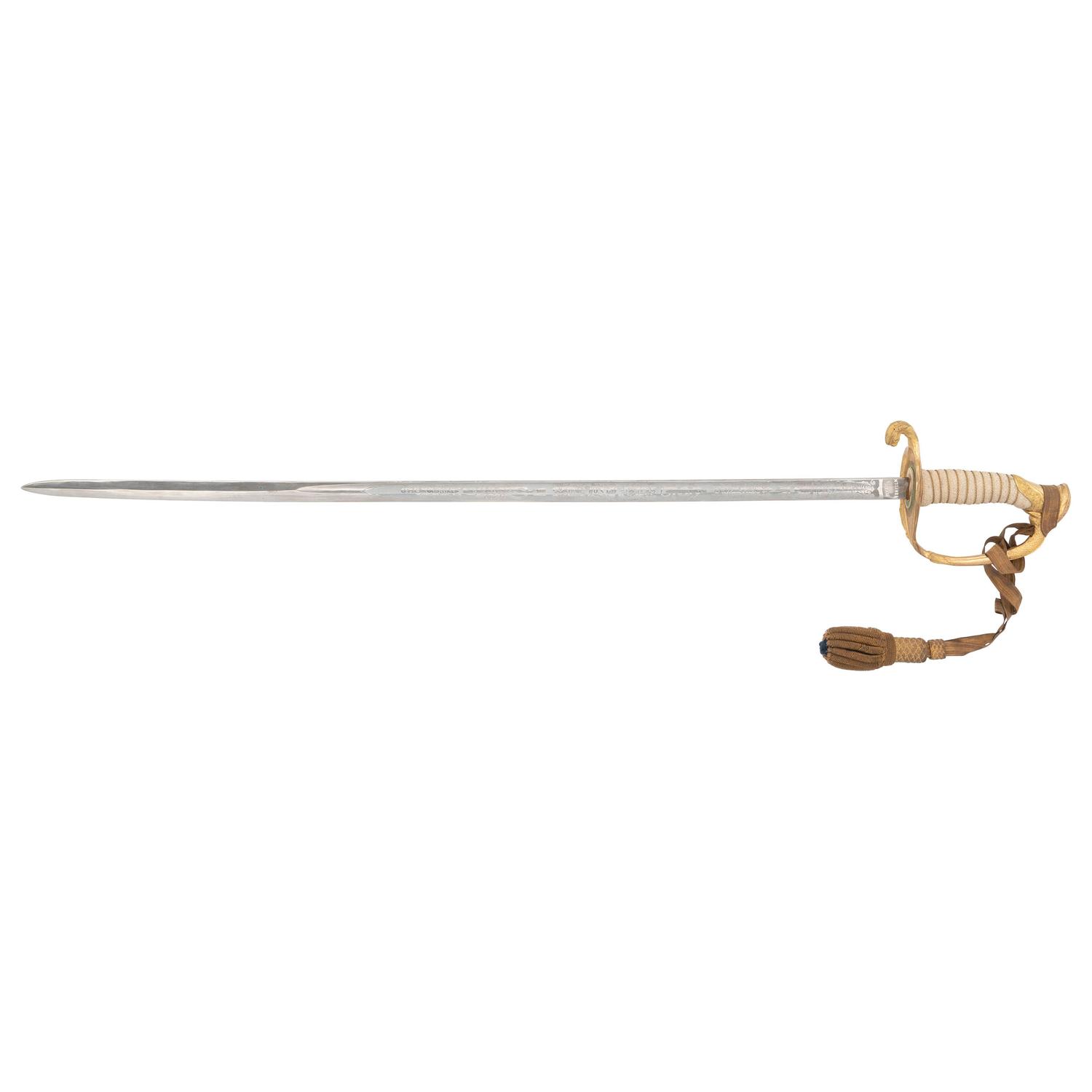 Post Civil War US Navy Model 1852 Officer's Sword, Scabbard & Belt and a Trapdoor Cadet Socket Bayonet