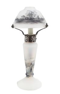 Daum, France, EARLY 20TH CENTURY, a Dutch Scene lamp