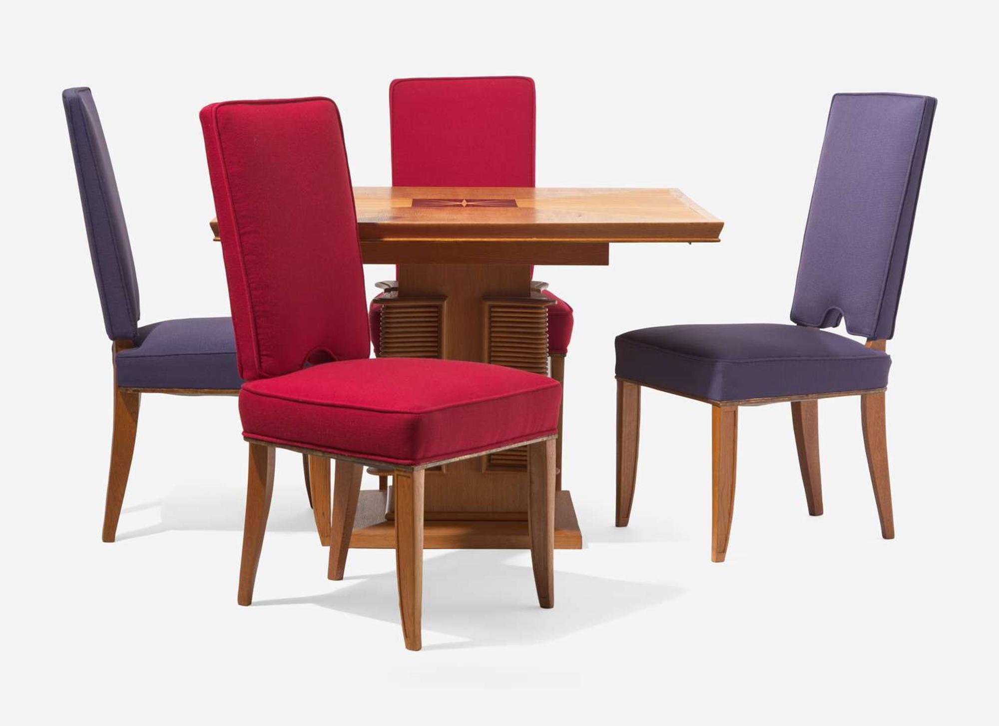 Maxime Old, Important Dining Table and Four Chairs
