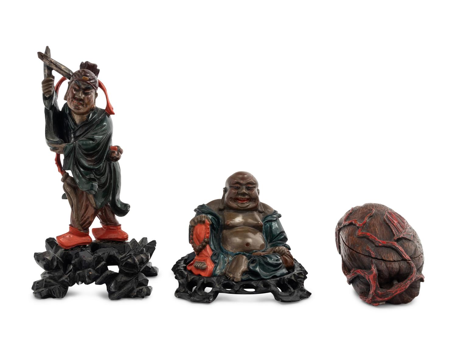 Three Chinese Carved Wood Articles