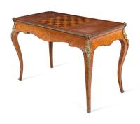 A Louis XV Style Gilt Bronze Mounted Marquetry Tric-Trac Table