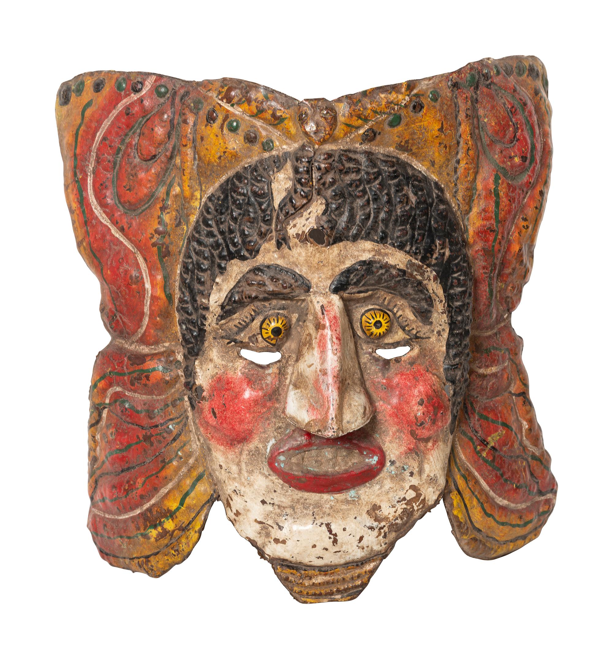 Five Mexican Copper Festival Masks