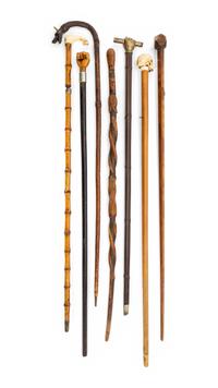 A Group of Folk Art Carved Canes