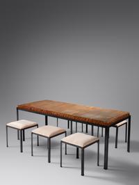 Osetsu Dai Dining Table with Six Stools, c. 1959 Tropi-Cal, USA