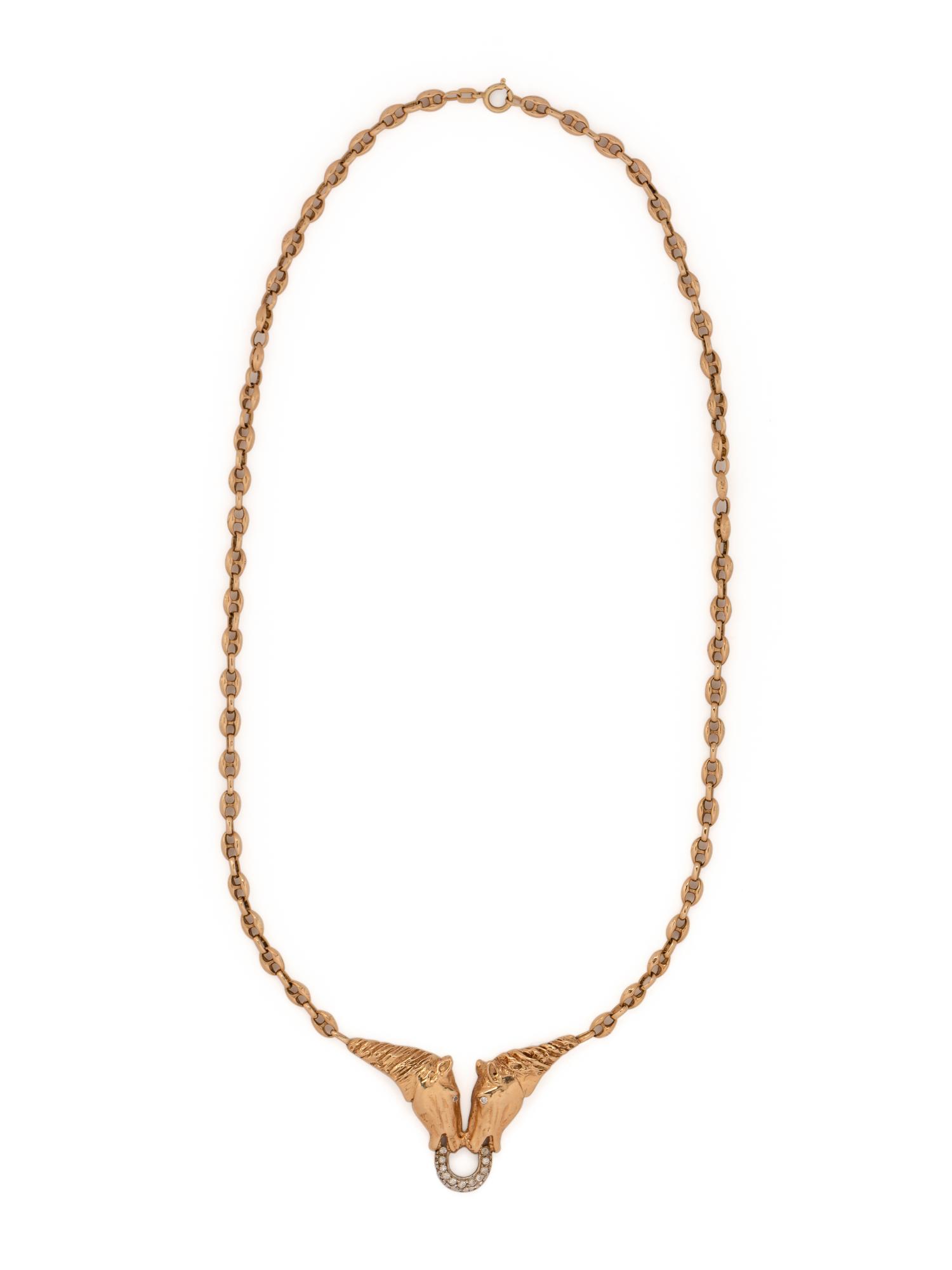YELLOW GOLD AND DIAMOND HORSE NECKLACE