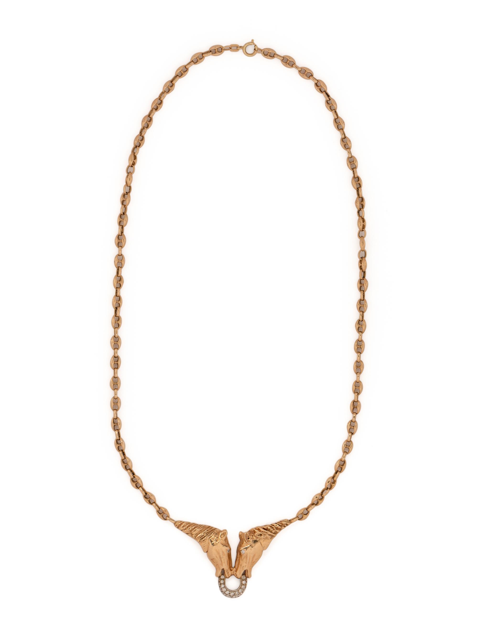 YELLOW GOLD AND DIAMOND HORSE NECKLACE