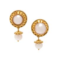 ELIZABETH LOCKE, YELLOW GOLD AND CULTURED PEARL CONVERTIBLE EARCLIPS
