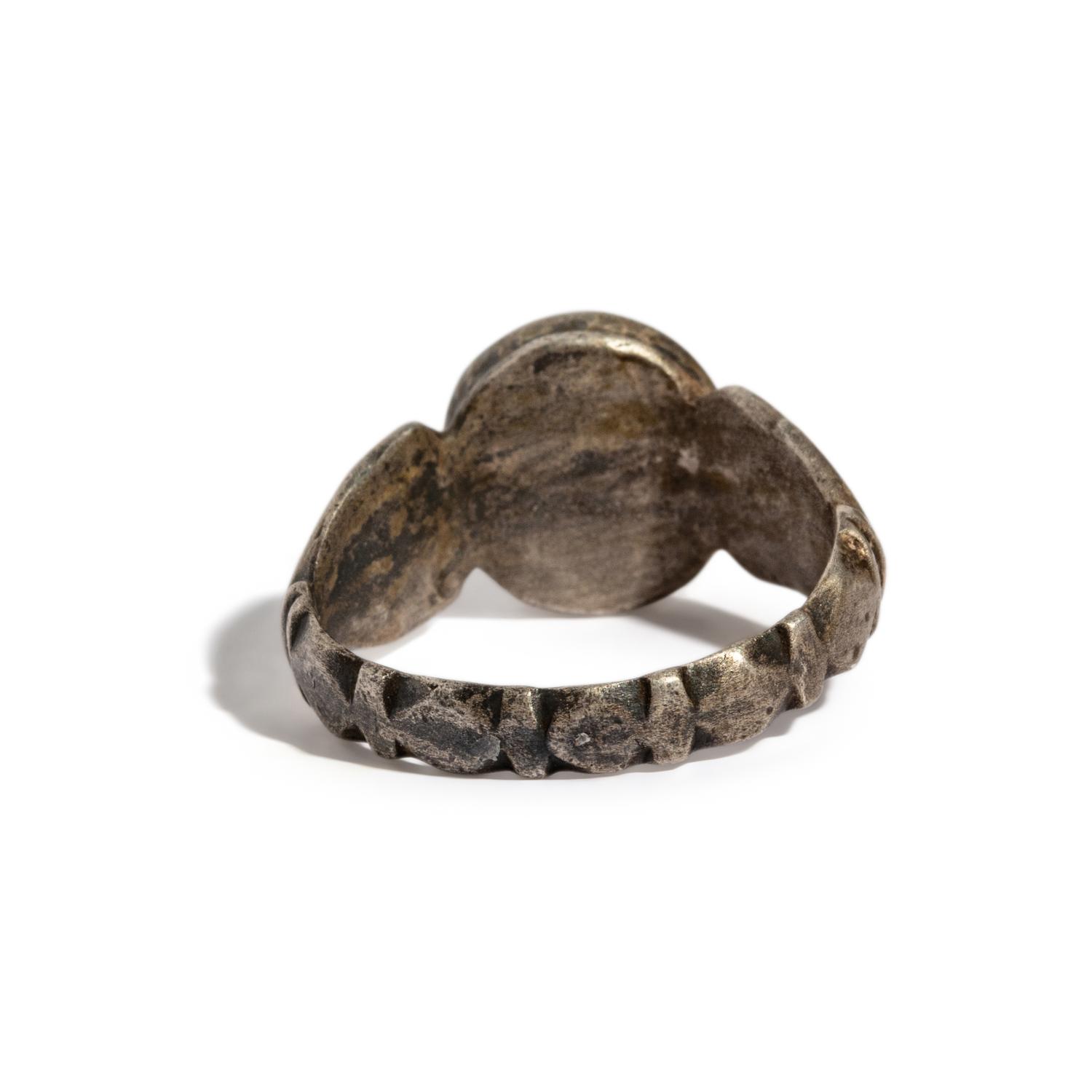 A Roman Silver and Red Jasper Finger Ring with a Bathing Bird