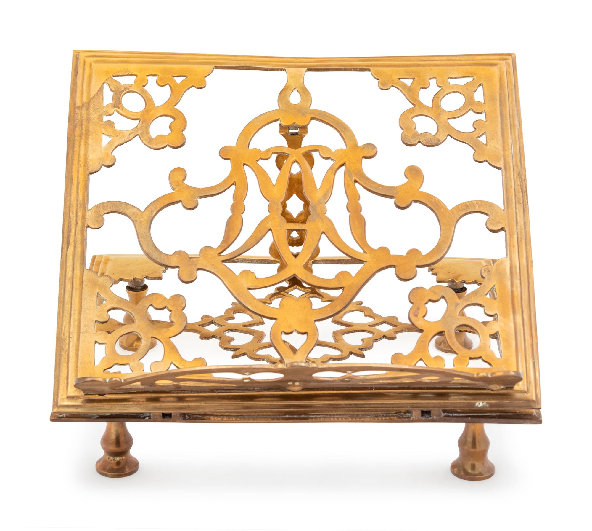 A Continental Brass Book Stand