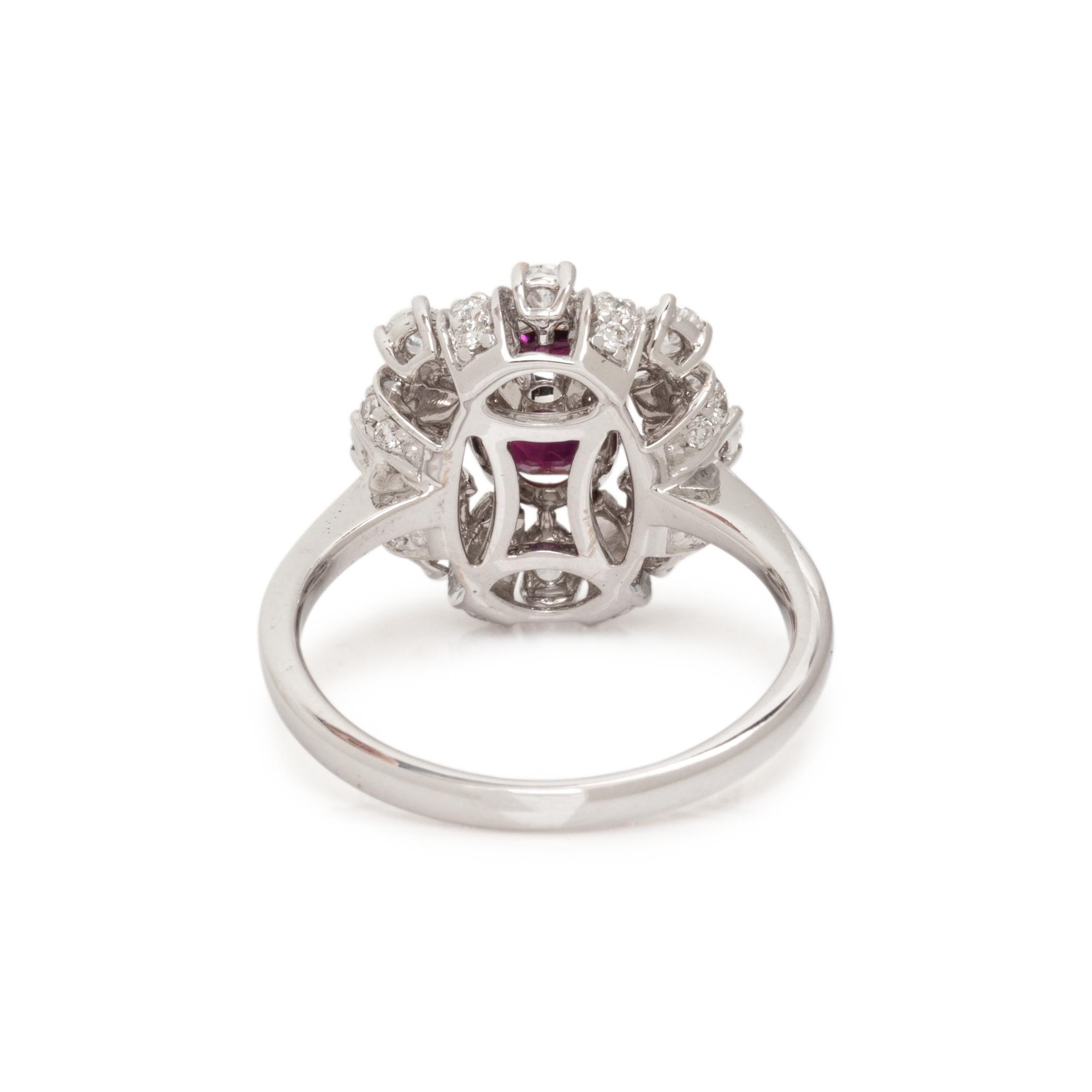 UNHEATED BURMESE RUBY AND DIAMOND RING