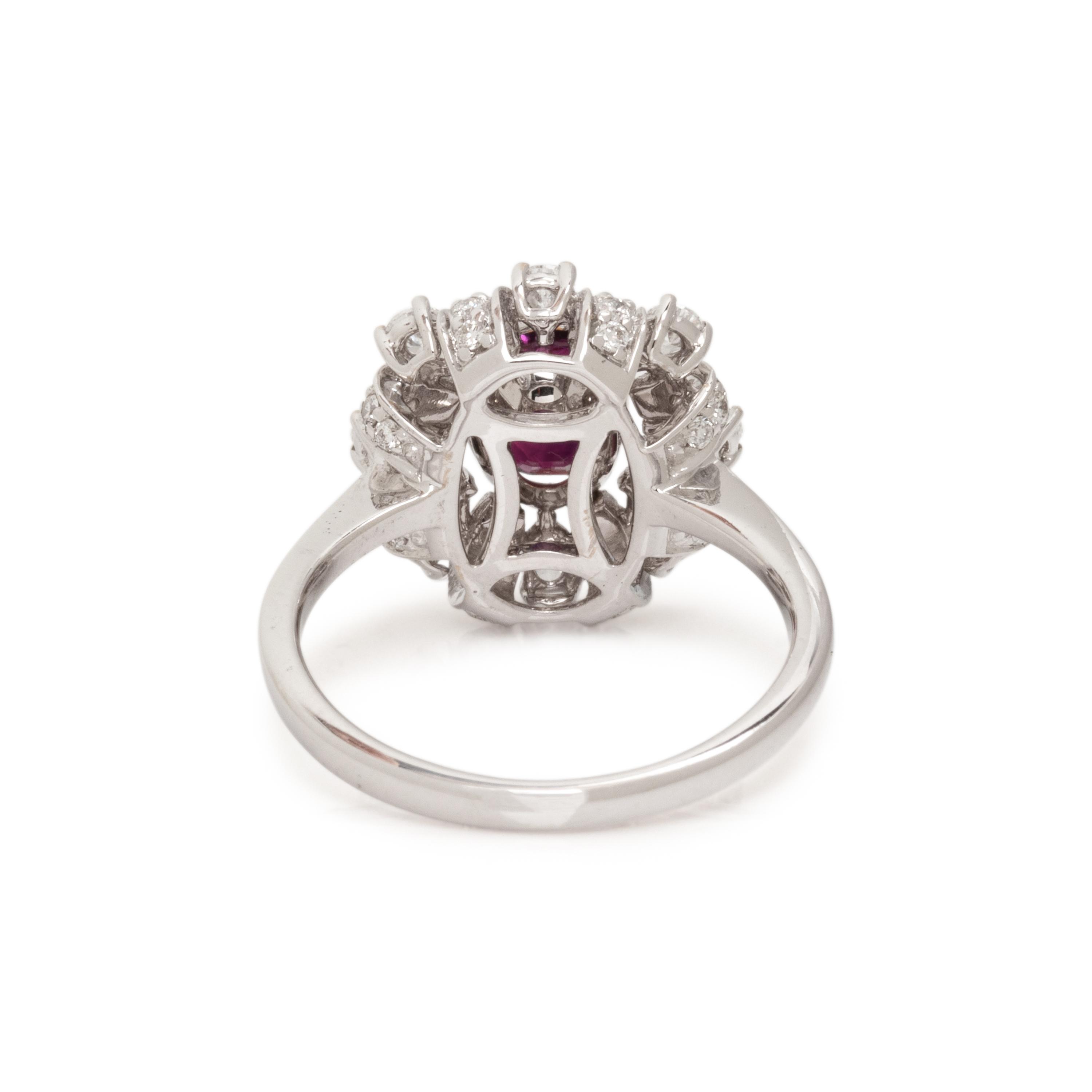 UNHEATED BURMESE RUBY AND DIAMOND RING