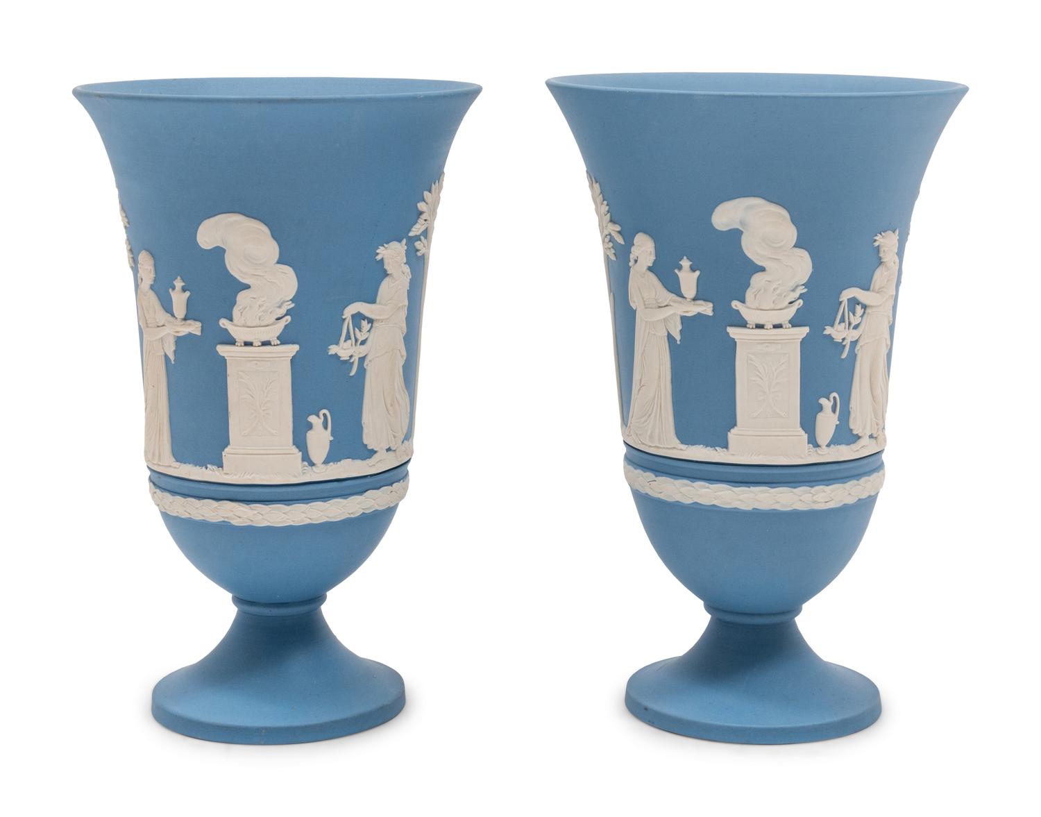 A Pair of Wedgwood Jasperware Urns