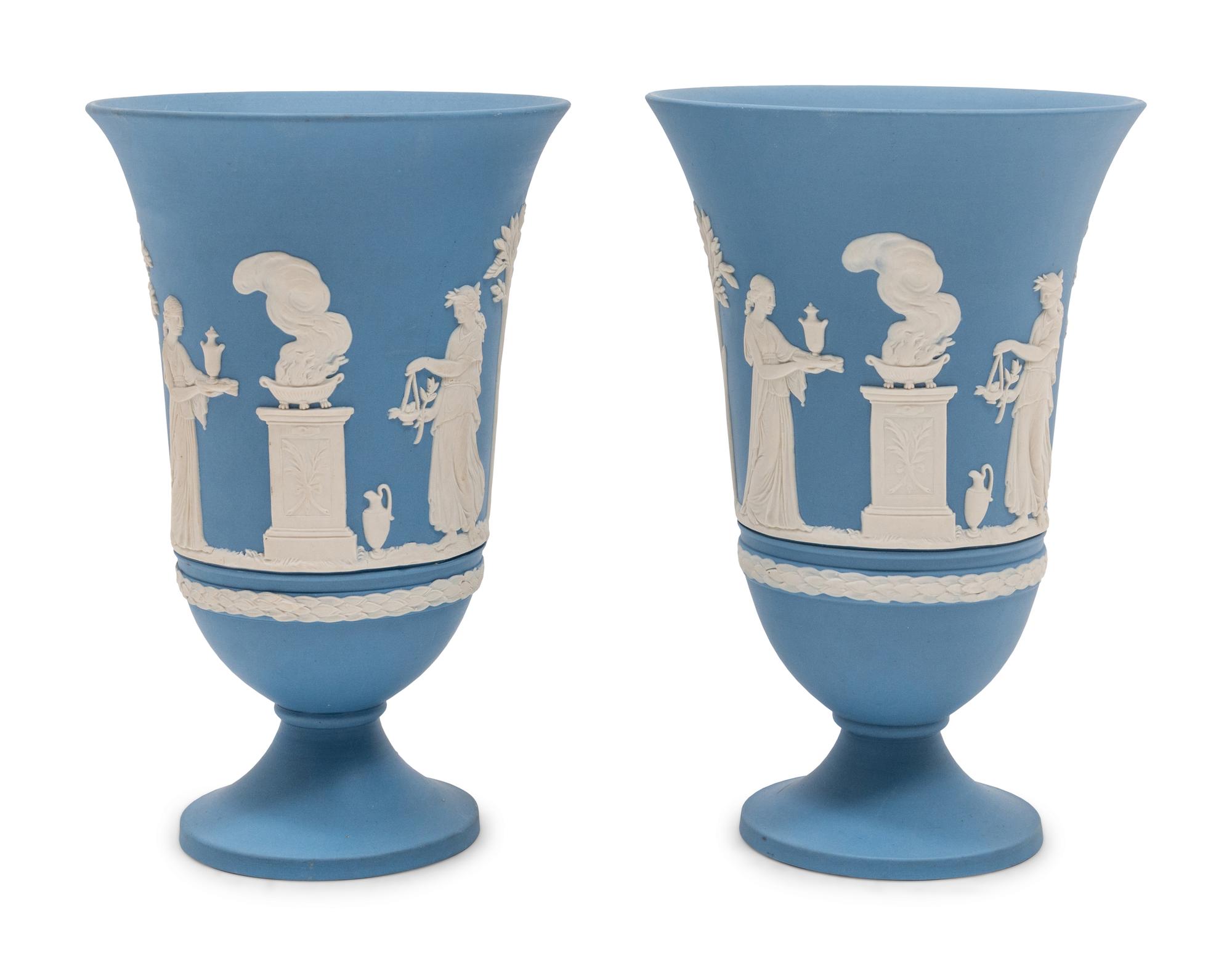 A Pair of Wedgwood Jasperware Urns