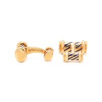 TIFFANY & CO., ANGELA CUMMINGS, YELLOW GOLD AND ENAMEL CUFFLINKS