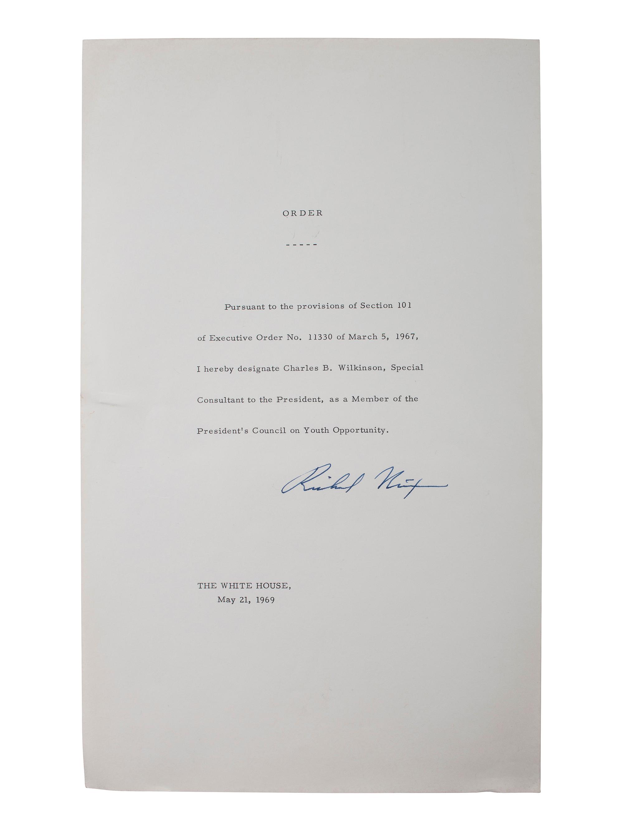 WILKINSON, Bud (1916-1994). Archive with Presidential correspondence incl. NIXON & BUSH.
