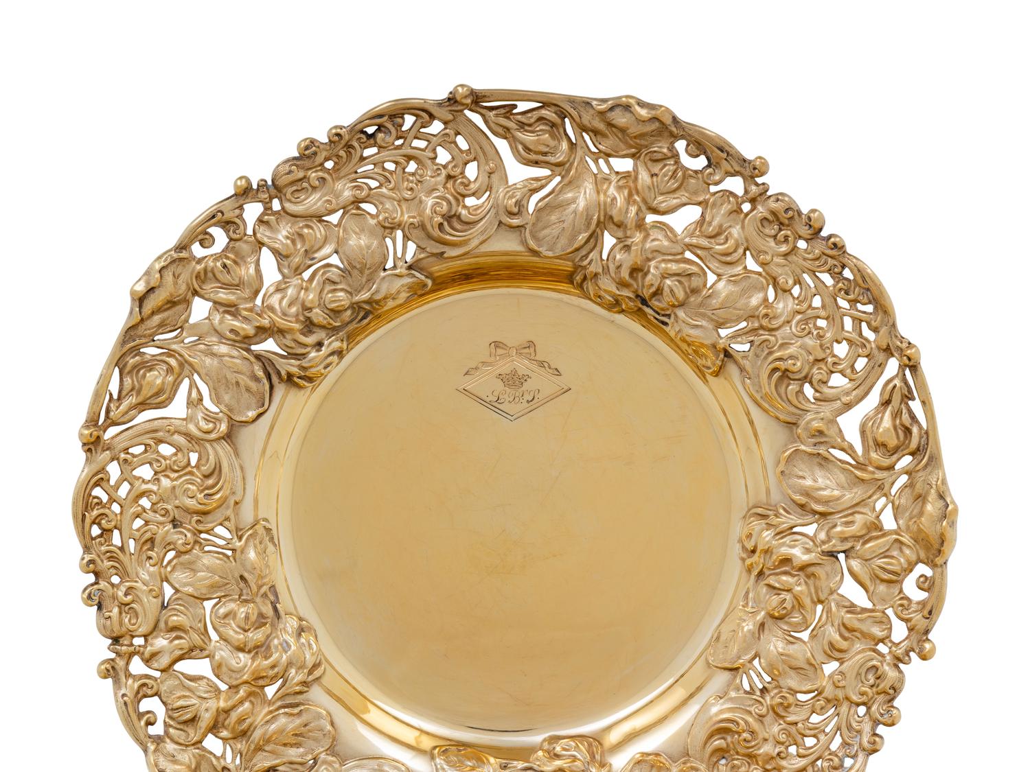 A Set of Eleven American Silver-Gilt Reticulated Plates