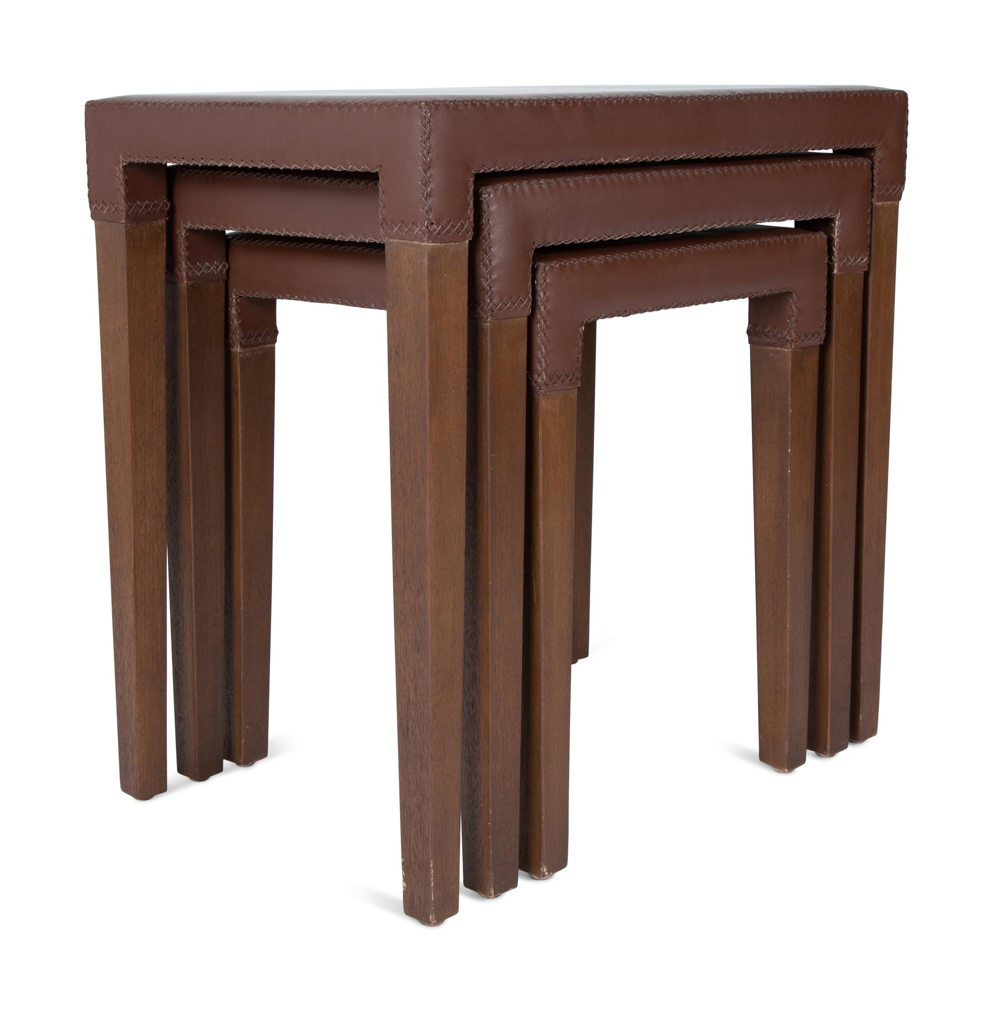 A Nest of Three Leather-Clad Occasional Tables — 20TH/21ST CENTURY
