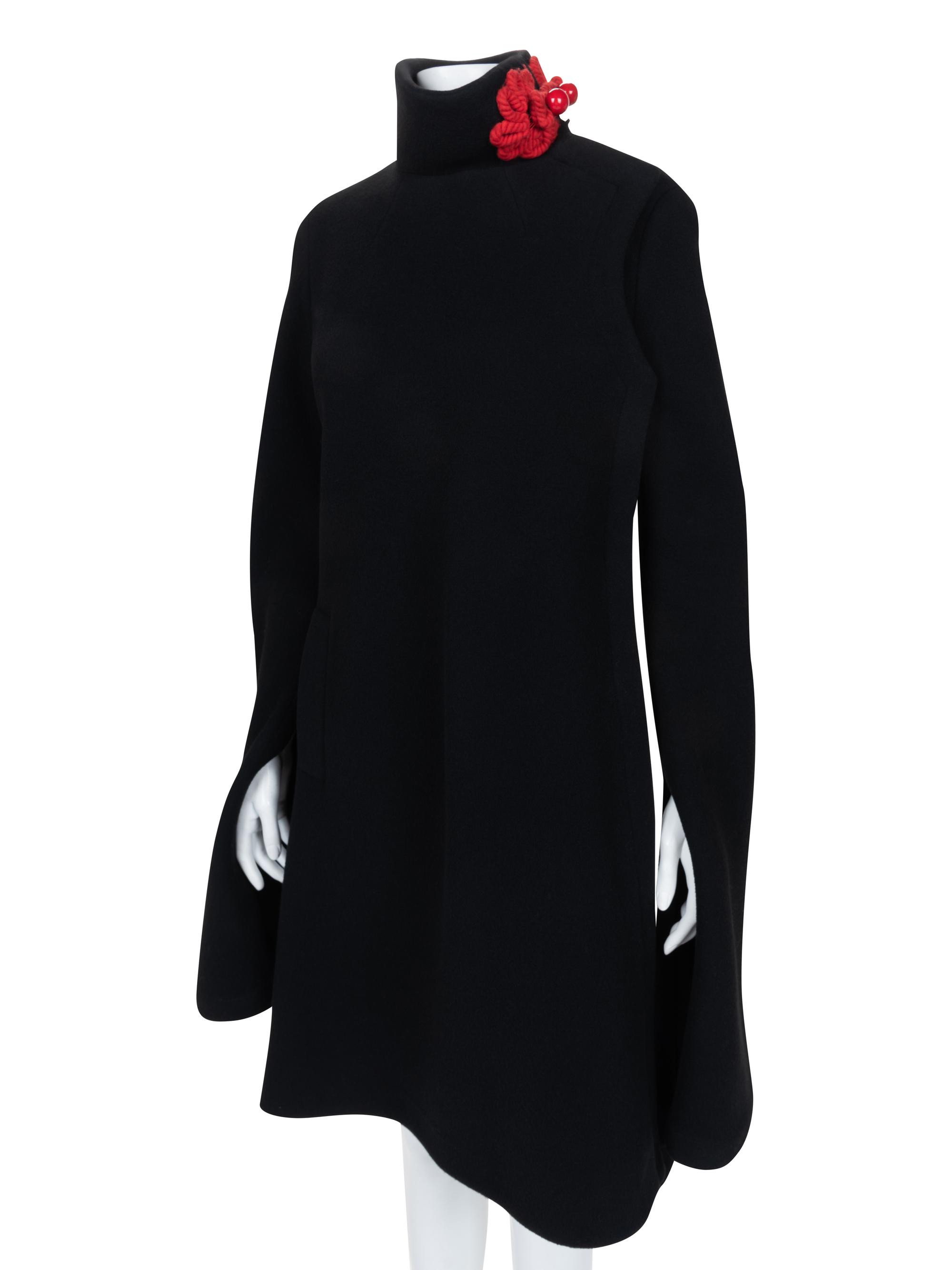 Two Pierre Cardin Coats: One Black, One Brown Vinyl Coated Tweed, 1960-70s