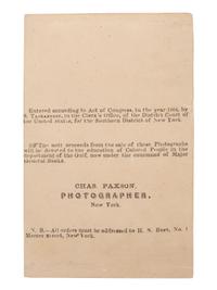 [SLAVERY & ABOLITION]. PAXSON, Charles, photographer. A Slave Girl. New York: S. Tackaberry, 1864.