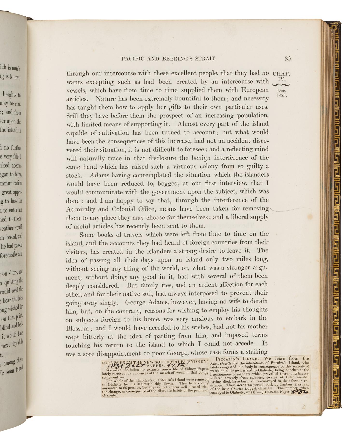 BEECHEY, Frederick William (1796-1856). Narrative of a Voyage to the Pacific and Beering's Strait, to co-operate with The Polar Expeditions: performed in H.M. Ship Blossom,... in the years 1825...28. In Two Parts. London: Henry Colburn and Richard Bentley, 1831.