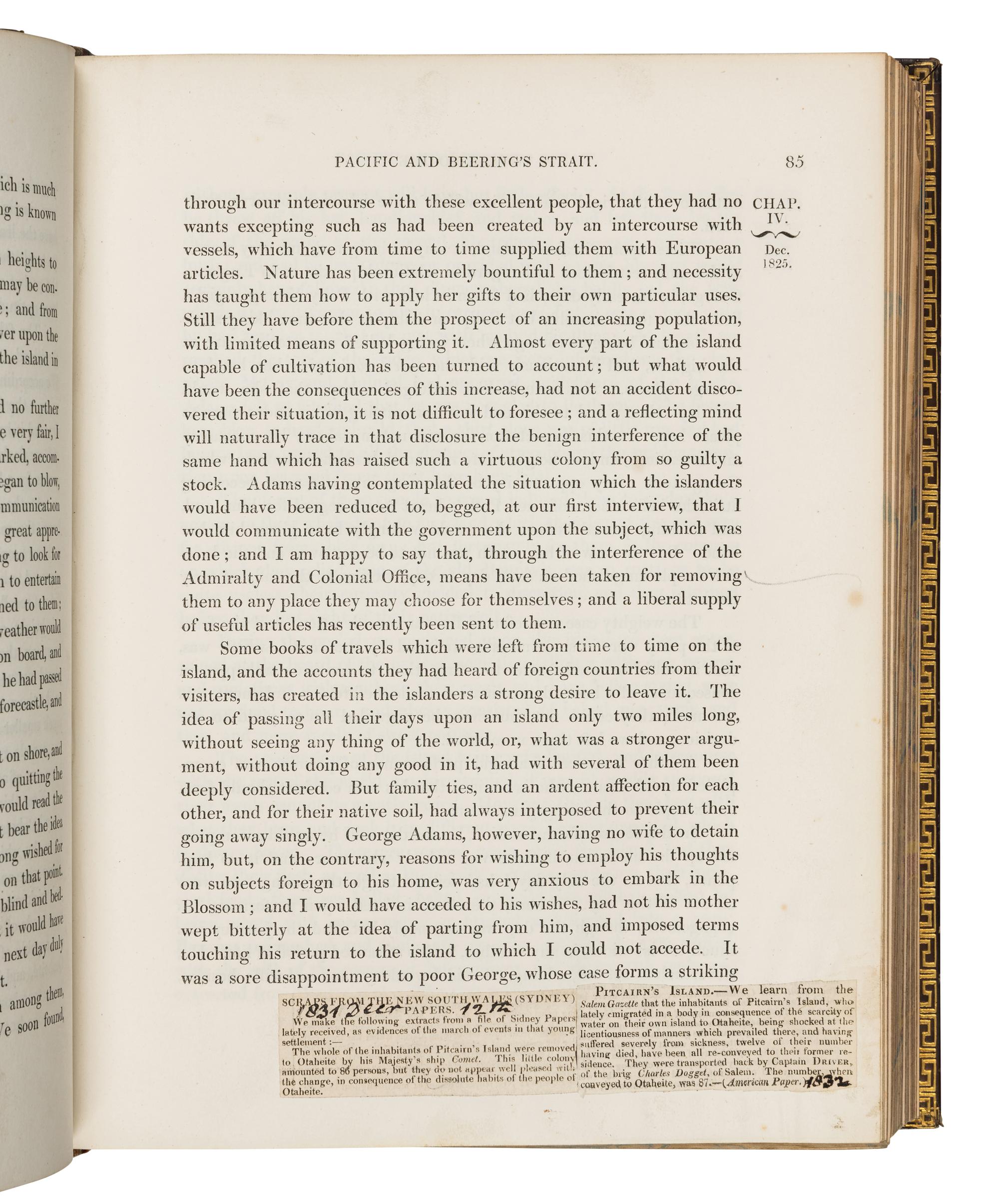 BEECHEY, Frederick William (1796-1856). Narrative of a Voyage to the Pacific and Beering's Strait, to co-operate with The Polar Expeditions: performed in H.M. Ship Blossom,... in the years 1825...28. In Two Parts. London: Henry Colburn and Richard Bentley, 1831.