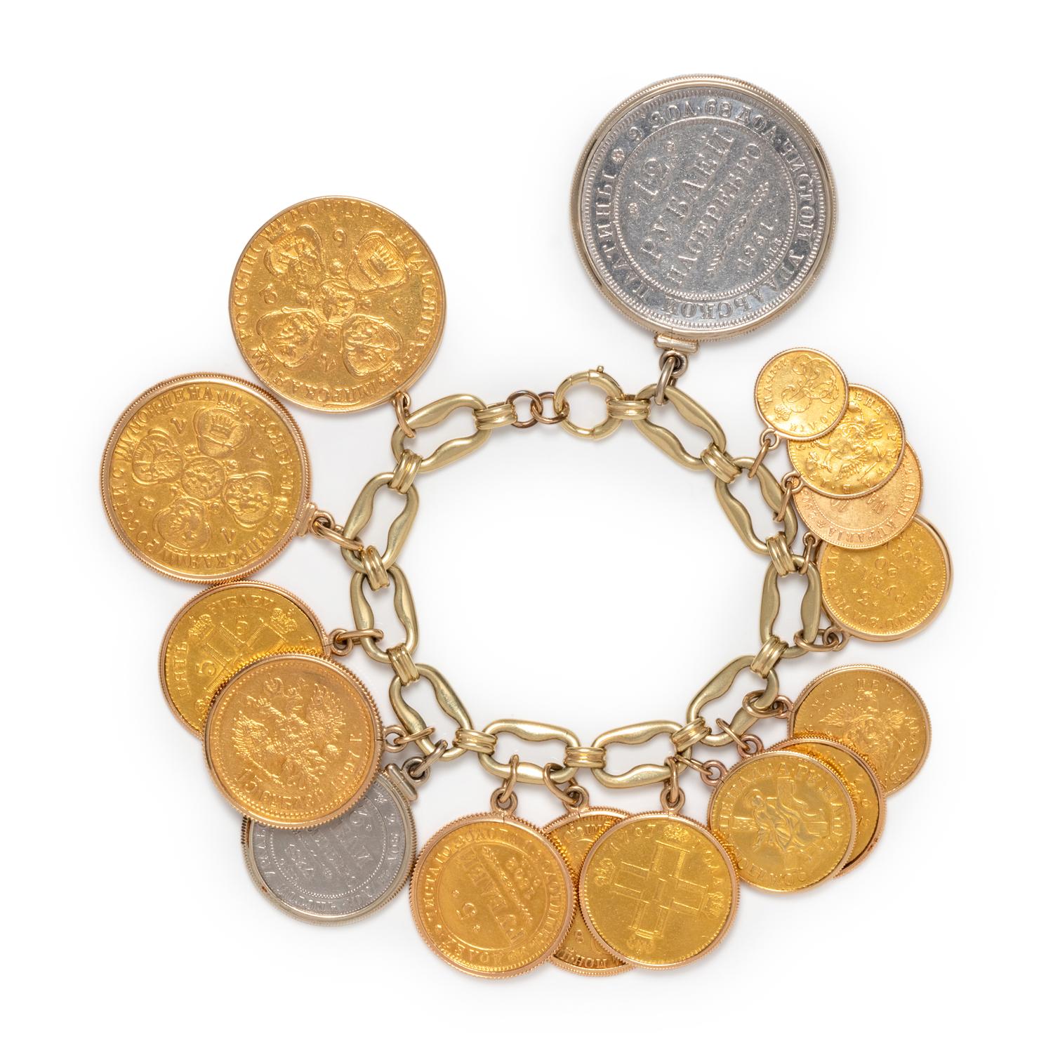 YELLOW GOLD AND COIN BRACELET