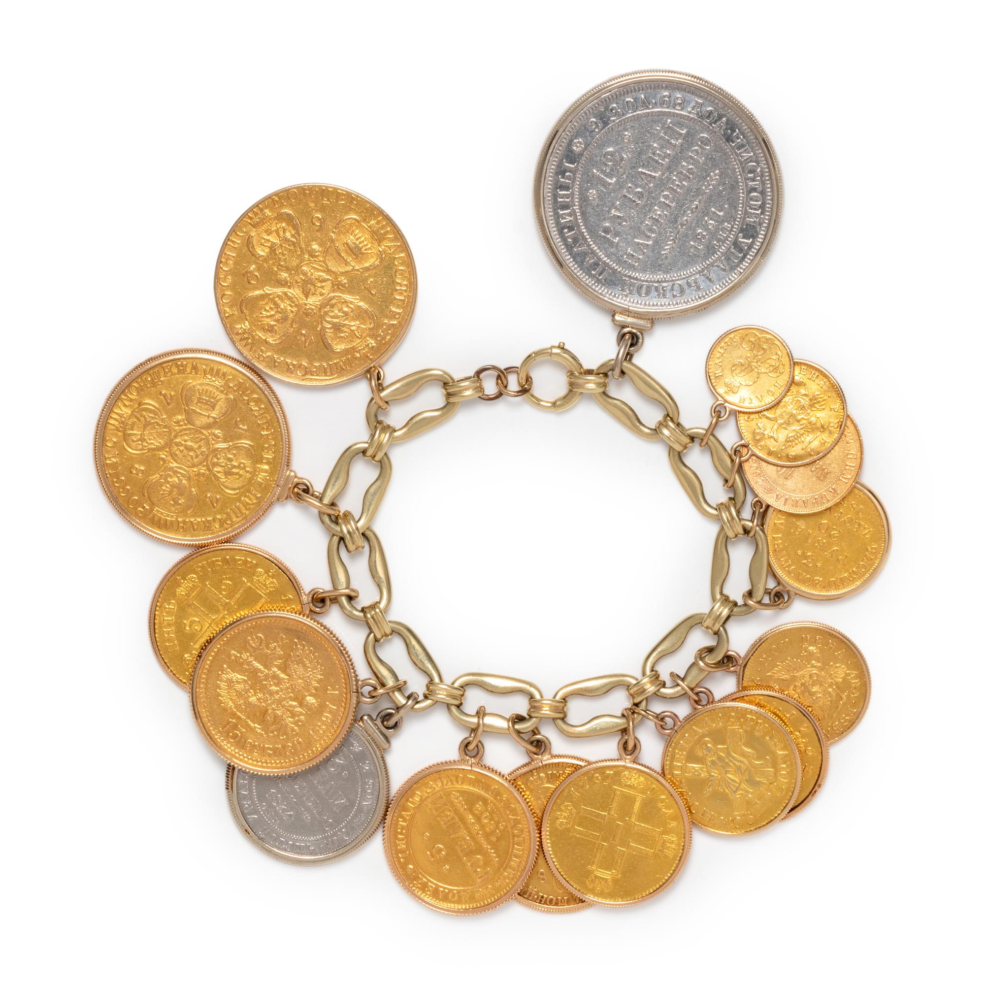 YELLOW GOLD AND COIN BRACELET