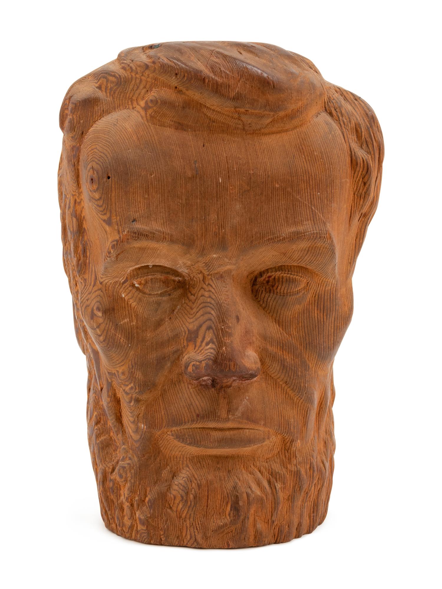 A Carved Pine Head of Abraham Lincoln