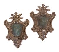 A Pair of Italian Giltwood Sconces Height 23 inches. — 18TH CENTURY